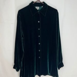 Hunter Green Silk Rayon Velvet Blouse